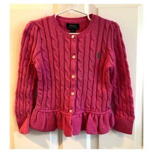 Ralph Lauren Girls' Peplum Cardigan Sweater NWT